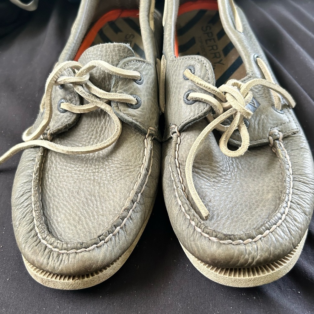 Sperry Men's Leather Boat Shoes in Gray